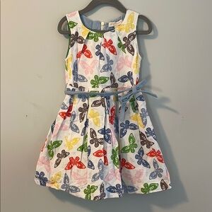 Mini Boden butterfly dress size: 3-4Y 55% Linen 45%  Cotton